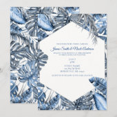  blauw en wit tropisch handpalm kaart (Voorkant / Achterkant)