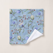 Blauw en wit Tulps Anemones Pattern Bad Handdoek (Wasdoekje)