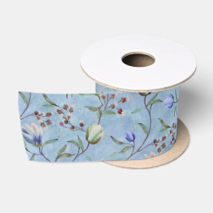 Blauw en wit Tulps Anemones Pattern Lint
