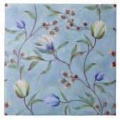 Blauw en wit Tulps Anemones Pattern Tegeltje (Voorkant)