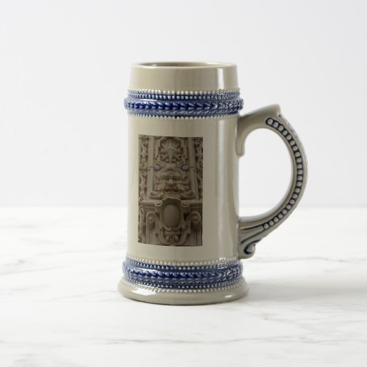 Blauw en wit "TULSA green man" stein Bierpul (Rechts)