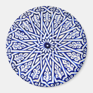 Blauw en wit Turks Tile Pattern Magnet Magneet