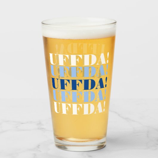 Blauw en wit Uffda Beer Glass Glas (Voorkant gevuld)