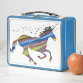 Blauw en wit Unicorn Metal Lunch Box (In situ)