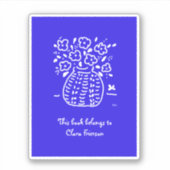 Blauw en wit Vase Bookplaat Sticker (Voorkant)