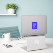 Blauw en wit Vase Bookplaat Sticker (Laptop op bureau)