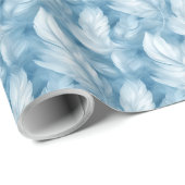 Blauw en wit veerpatroon bruids- cadeaupapier (Rol Hoek)