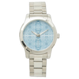 Blauw en wit veerpatroon horloge