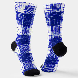 Blauw en wit vet geblokt geruit ontwerp sokken