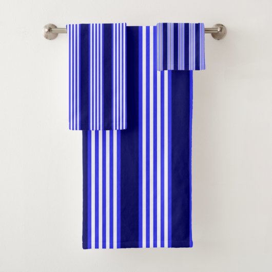 Blauw en wit vijf strepen patroon bad handdoek (Insitu)