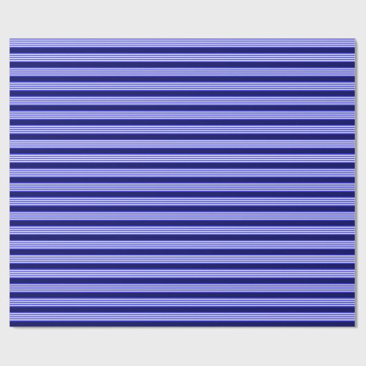 Blauw en wit vijf strepen patroon cadeaupapier (Vlak)