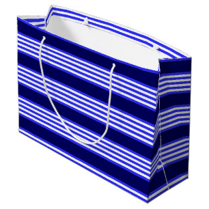 Blauw en wit vijf strepen patroon groot cadeauzakje