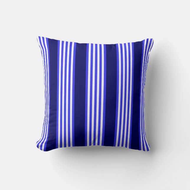 Blauw en wit vijf strepen patroon kussen (Voorkant)