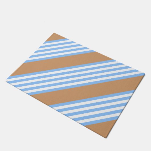 Blauw en wit vijf strepen patroon met tint deurmat (Schuin)