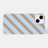 Blauw en wit vijf strepen patroon met tint iPhone hoesje (Achterkant horizontaal)