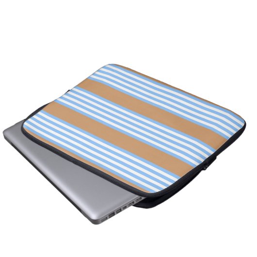 Blauw en wit vijf strepen patroon met tint laptop sleeve (Voorkant onderkant)