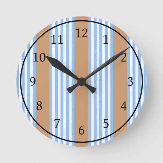 Blauw en wit vijf strepen patroon met tint ronde klok (Voorkant)