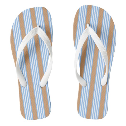 Blauw en wit vijf strepen patroon met tint teenslippers (Voetbed)