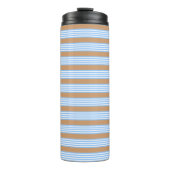 Blauw en wit vijf strepen patroon met tint thermosbeker (Voorkant)