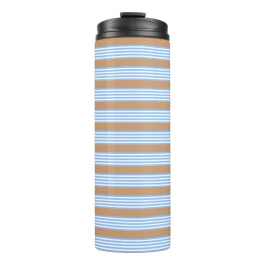 Blauw en wit vijf strepen patroon met tint thermosbeker (Voorkant)