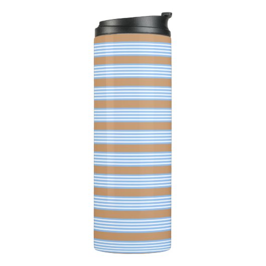 Blauw en wit vijf strepen patroon met tint thermosbeker (Gedraaid links)