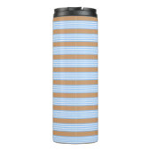 Blauw en wit vijf strepen patroon met tint thermosbeker (Achterkant)