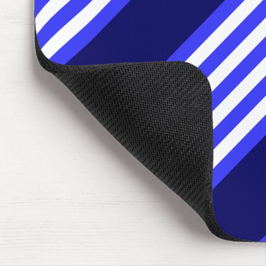 Blauw en wit vijf strepen patroon muismat (Hoek)