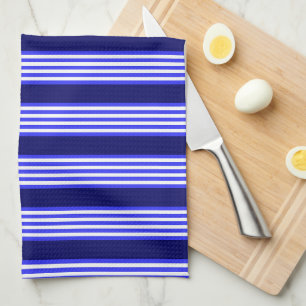 Blauw en wit vijf strepen patroon theedoek