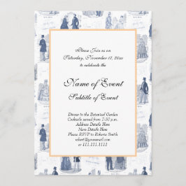 Blauw en wit vintage mode Franse toile Kaart