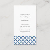 Blauw en wit Visitekaartje voor interieurontwerper (Achterkant)