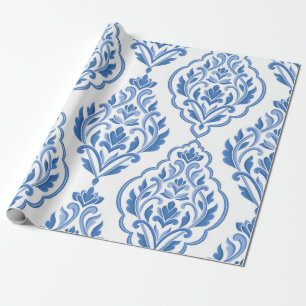 Blauw en wit vocht  naadloos patroon. Vi Cadeaupapier