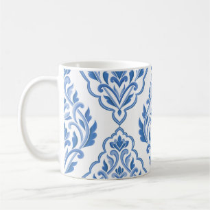 Blauw en wit vocht naadloos patroon. Vi Koffiemok