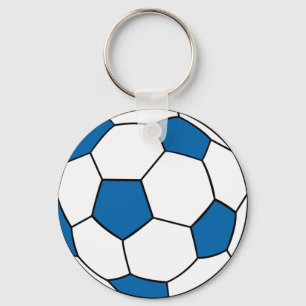 blauw en wit voetbal sleutelhanger