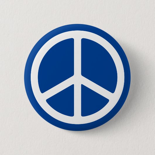 Blauw en wit Vredessymbool Pinback Ronde Button 5,7 Cm (Voorkant)