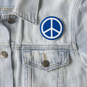 Blauw en wit Vredessymbool Pinback Ronde Button 5,7 Cm