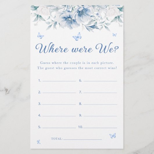 Blauw en Wit Waar waren we Vrijgezellenfeest spel (Voorkant)