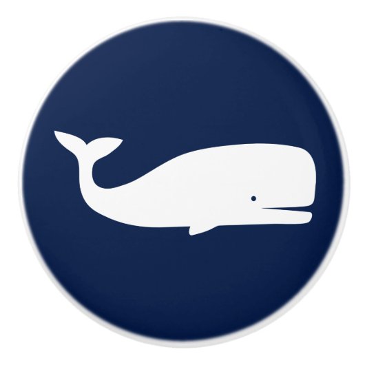 Blauw en wit, walvis, autisch, kust keramische knop (Voorkant)