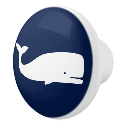 Blauw en wit, walvis, autisch, kust keramische knop (Rechts)
