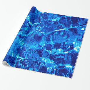 Blauw en wit water cadeaupapier
