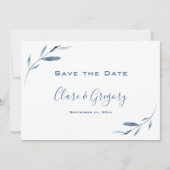 Blauw en wit Waterverf bruiloft Save The Date (Voorkant)