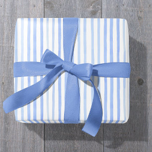 Blauw en wit Waterverf Stripe-omslagpapier Cadeaupapier