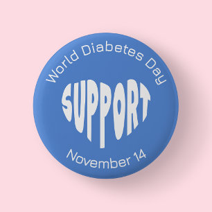 Blauw en wit wereld diabetes dag bewustzijn knop ronde button 5,7 cm