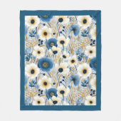 Blauw en wit Wildbloemen Fleece Deken (Voorkant)