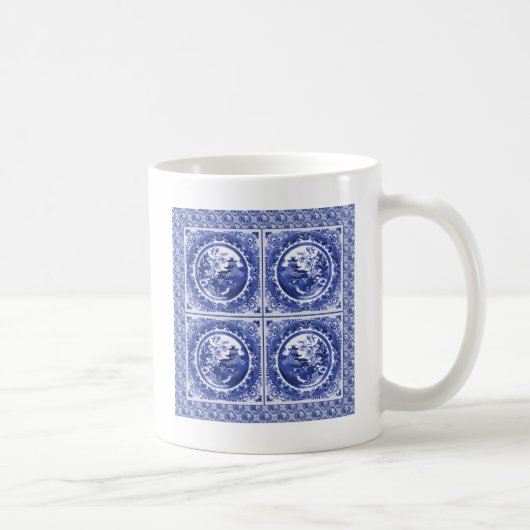Blauw en wit, wilg patroonontwerp koffiemok (Rechts)