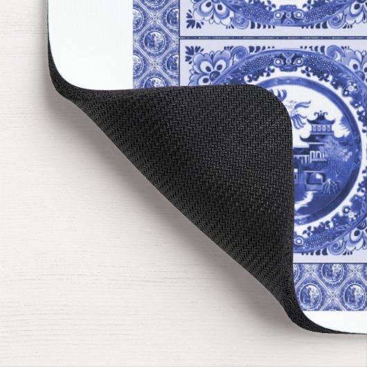 Blauw en wit, wilg patroonontwerp muismat (Hoek)