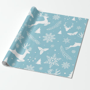 Blauw en wit Winter Wonderland Cadeaupapier