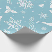Blauw en wit Winter Wonderland Cadeaupapier (Hoek)