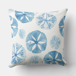 Blauw en wit Zand Dollar Kussen. Kussen
