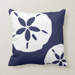 Blauw en Wit Zanddollar Zee Shell Pattern Kussen