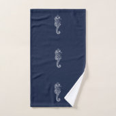 Blauw en wit zeepaardje bad handdoek (Handdoek)